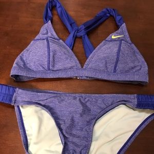 Nike bikini blue/purple w/ Neon Swoosh NICE! Sz 8